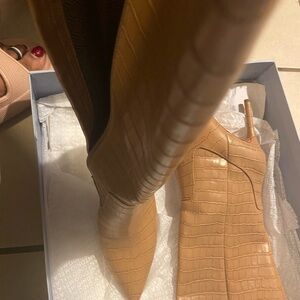 Tan Croc-Embossed Women's Boots